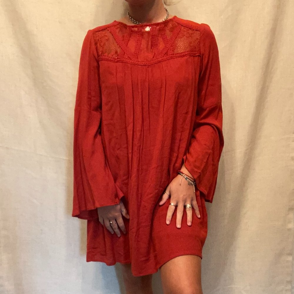 Xhilaration Burnt Orange Boho Babydoll Dress